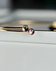 Dual Birthstone Bracelets Gold Filled or Sterling Silver, Open Gemstone Bangles - Melt'm Jewelry