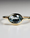 East West Aquamarine Ring 14k Solid Gold - Melt'm Jewelry