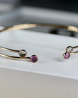 Dual Birthstone Bracelets Gold Filled or Sterling Silver, Open Gemstone Bangles - Melt'm Jewelry
