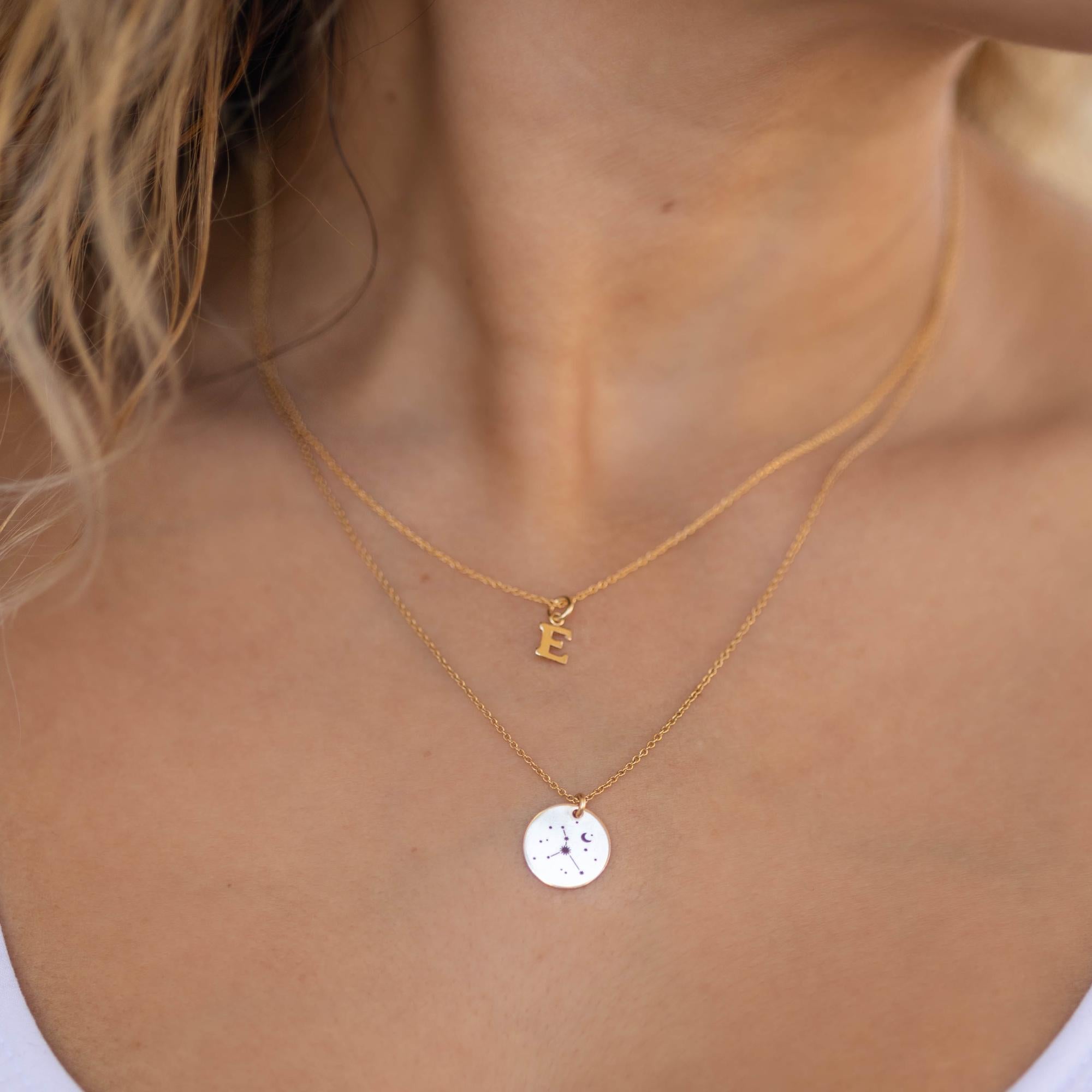 Gold Constellation Necklace, Custom Zodiac Necklace, Engraving Astrology Necklace, Silver or Gold Filled Coin, Gift For Best Friend