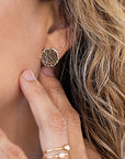 Hammered Gold Disc Stud Earrings