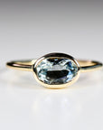 East West Aquamarine Ring 14k Solid Gold - Melt'm Jewelry