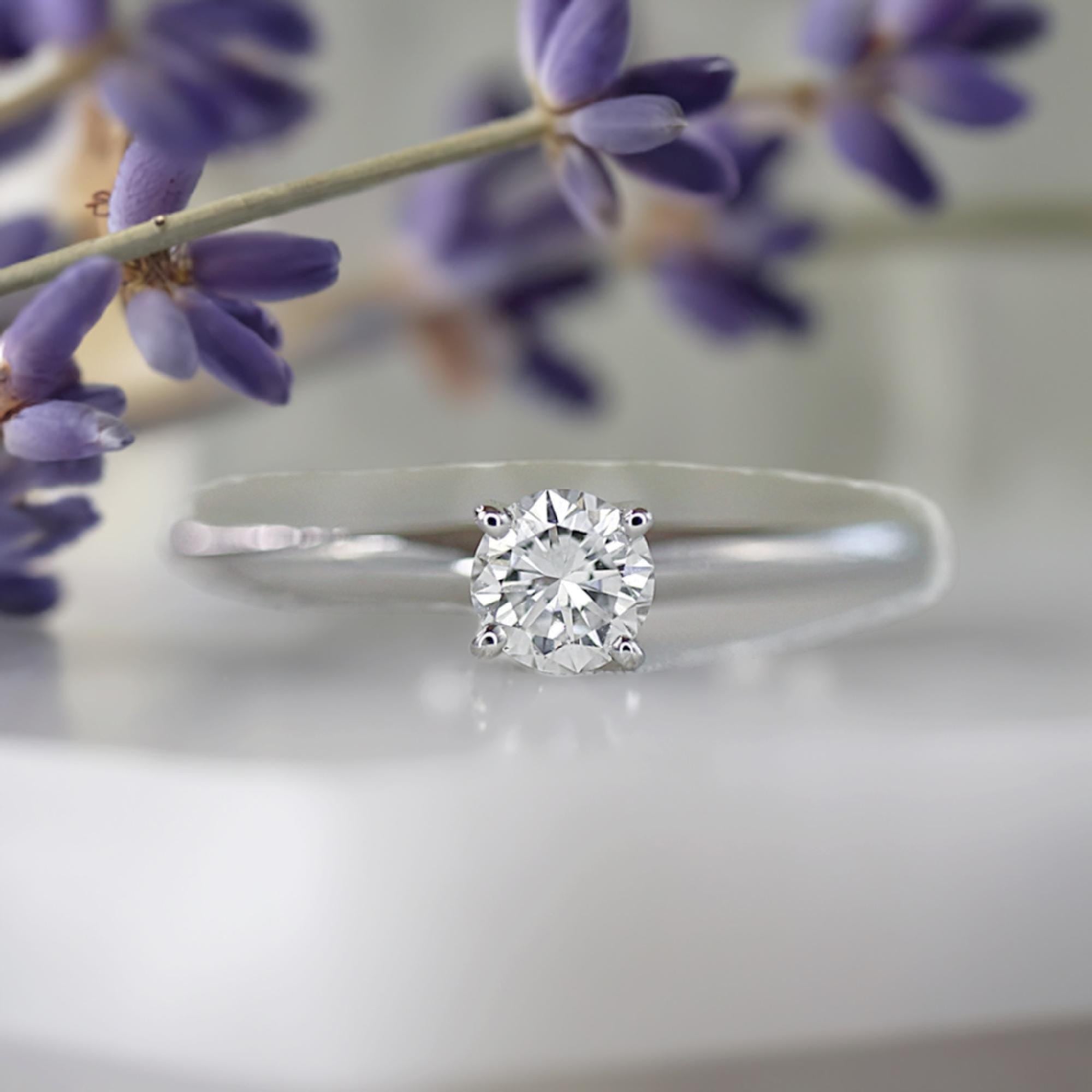 0.25ct Diamond Solitaire Ring 14K Solid White Gold - Melt'm Jewelry