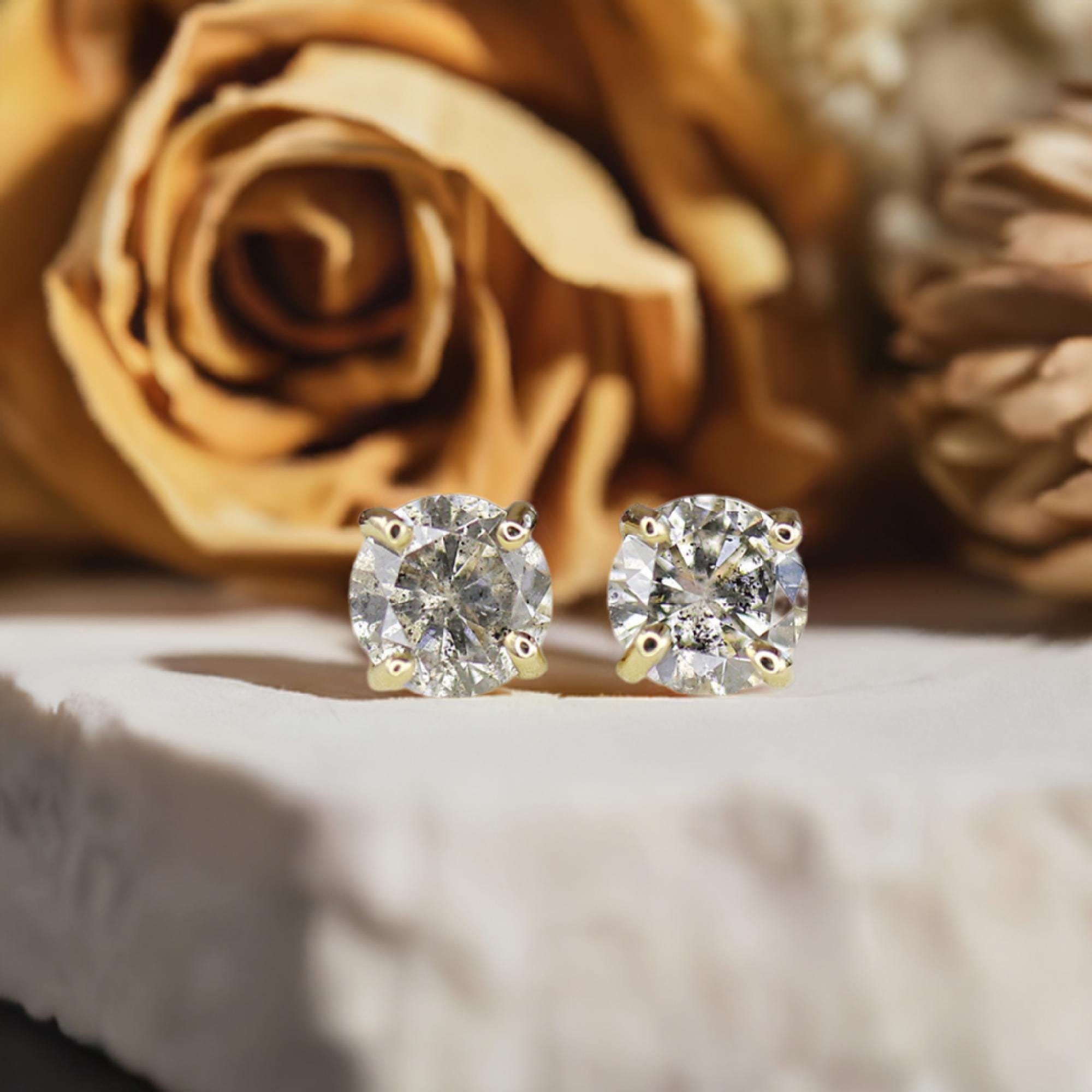 Grey Diamond Earrings 14k Gold