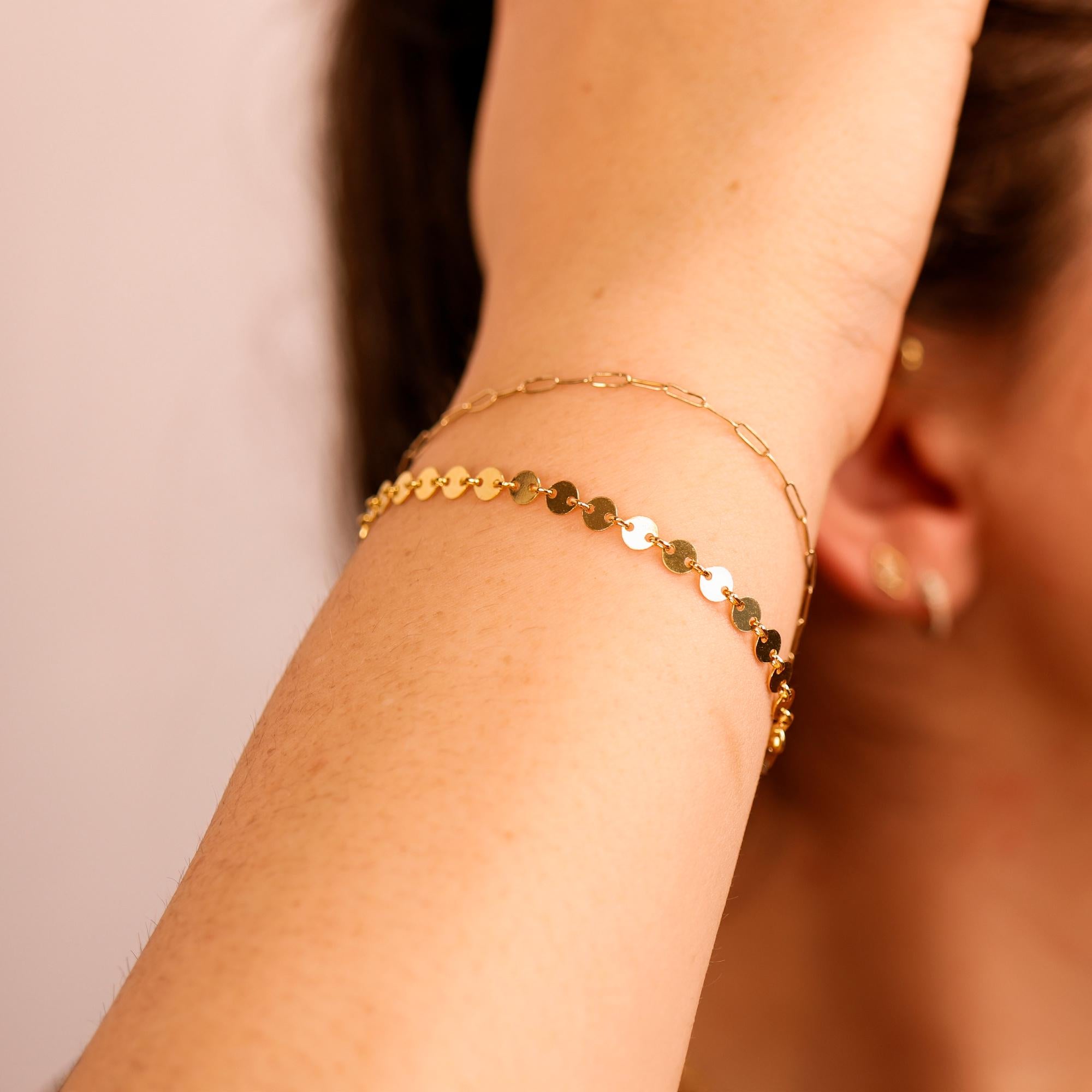 Gold Filled Sequin Chain Bracelet