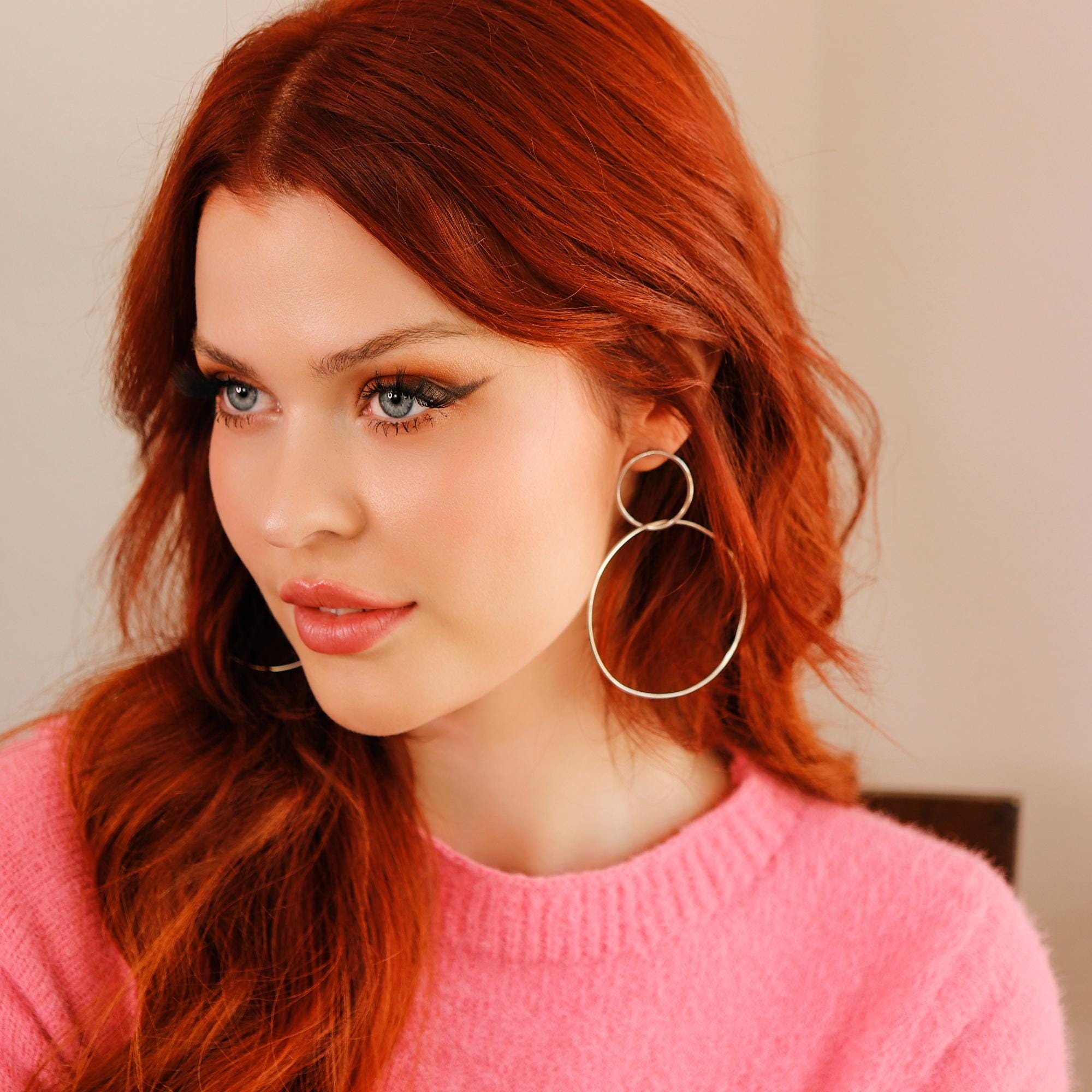 Extra Large Double Hoop Earrings, Silver or Gold Filled - Melt'm Jewelry