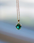 Emerald Necklace 14k Solid Gold, Minimalist Heart Emerald Necklace