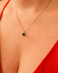 Emerald Necklace 14k Solid Gold, Minimalist Heart Emerald Necklace