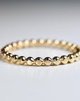 14k Solid Gold Beaded Ring, Skinny Hammered Beaded Stacking Ring - Melt'm Jewelry