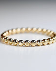 14k Solid Gold Beaded Ring, Skinny Hammered Beaded Stacking Ring