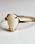 Australian Opal Engagement Ring 14k Solid Gold, Pear Shaped Australian Opal Ring, Teardrop Opal Ring, Natural Opal Ring, October Birthstone