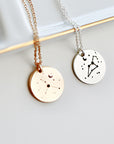 Gold Constellation Necklace, Custom Zodiac Necklace, Engraving Astrology Necklace, Silver or Gold Filled Coin, Gift For Best Friend