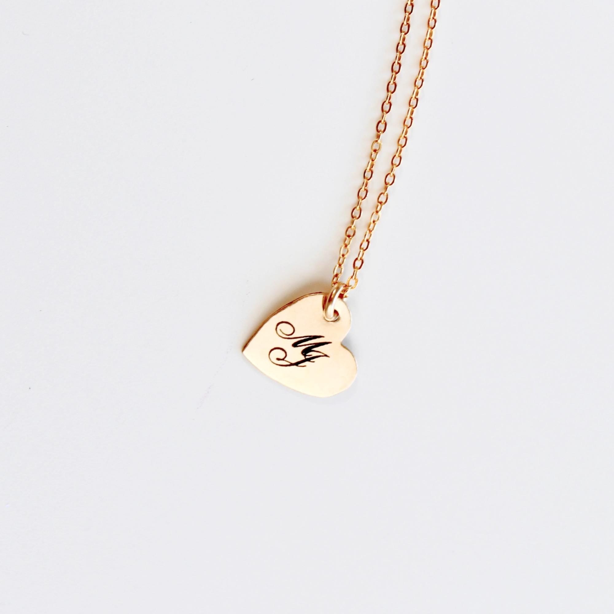 Engraved Heart Necklace, Custom Jewelry, Kids Initial Necklace, Letter Necklace, Gift For Best Friend, heart Jewelry