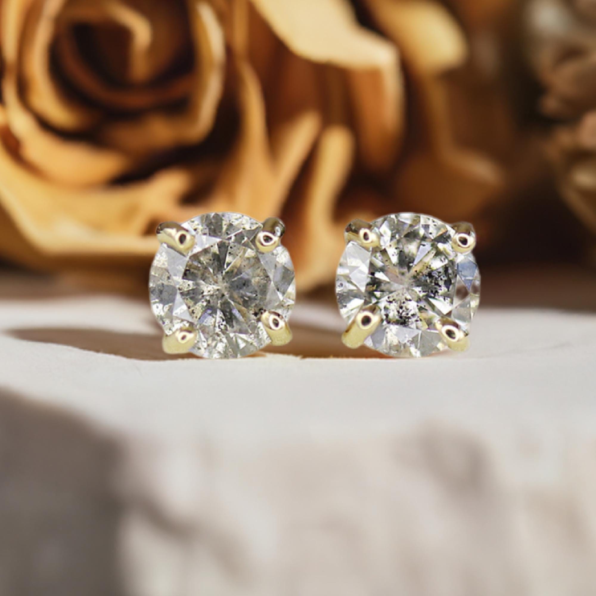 0.20 Ct Salt and Pepper Diamond Earrings 14k Gold - Melt'm Jewelry