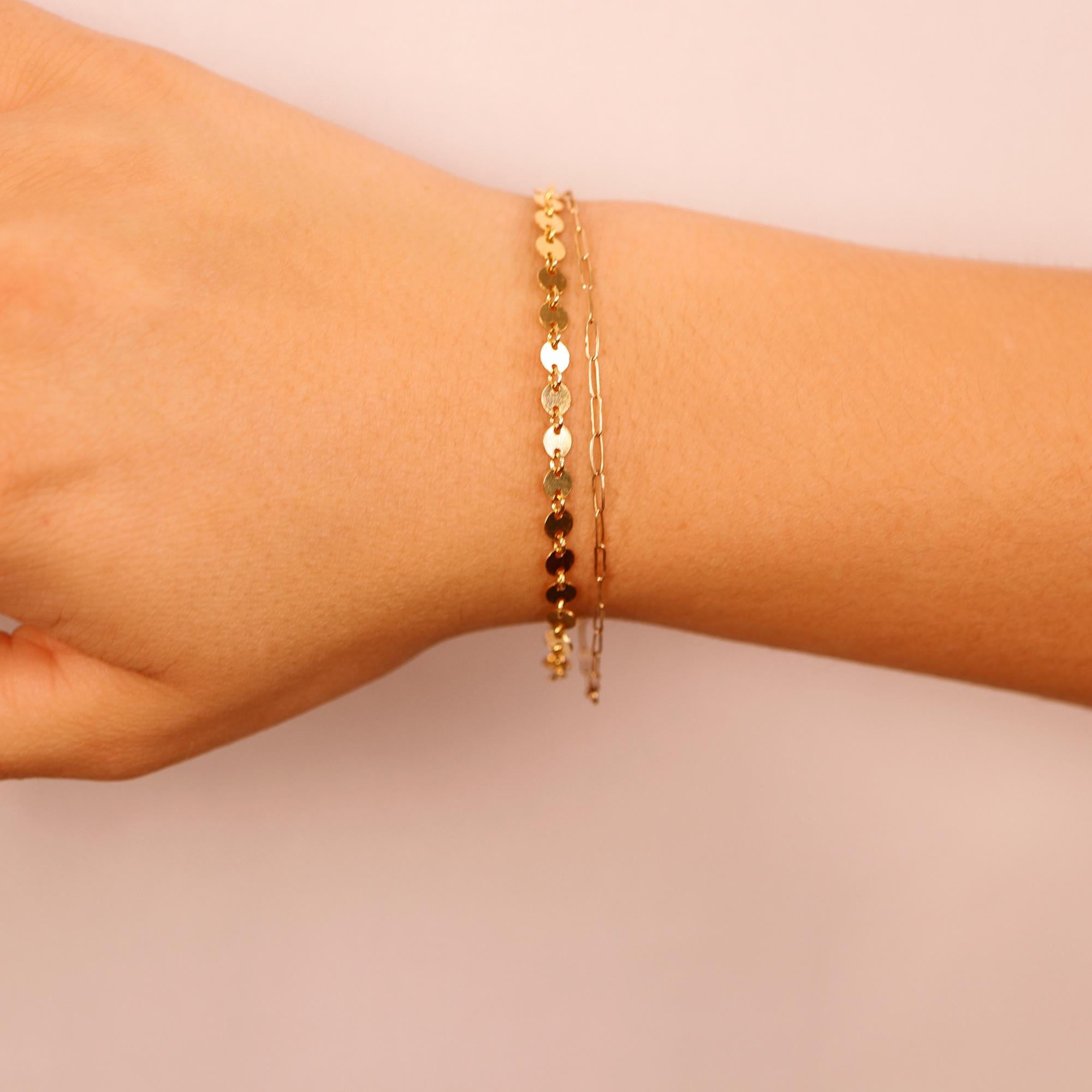 Gold Filled Sequin Chain Bracelet