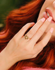 Floral Pearl Ring 14k Solid Gold, Unique Handmade Flower Engagement Ring - Melt'm Jewelry