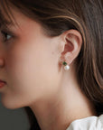 Pearl and Green Tourmaline Earrings 18k Solid Gold