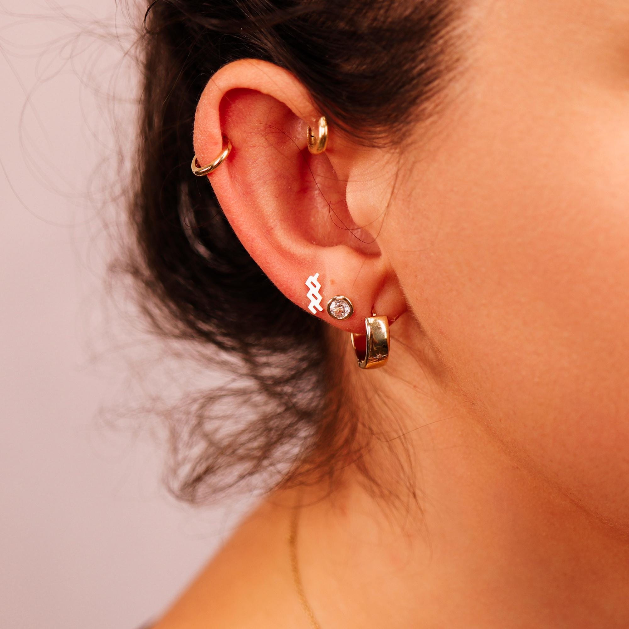 Zodiac Internally Threaded Flat Back Earrings 14k Gold - Melt'm Jewelry