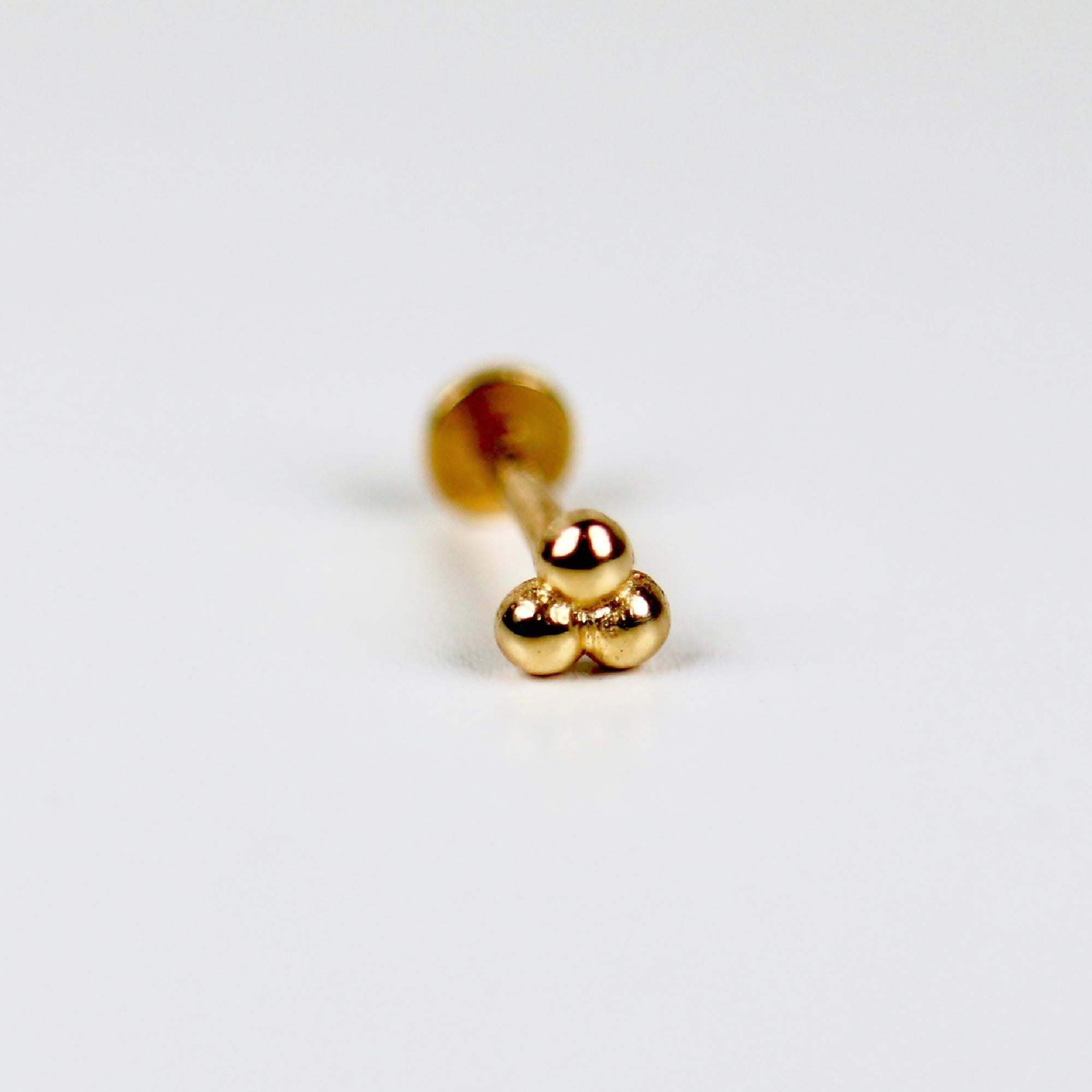 Trinity Internally Threaded Flat Back Earrings 14k Solid Gold - Melt'm Jewelry