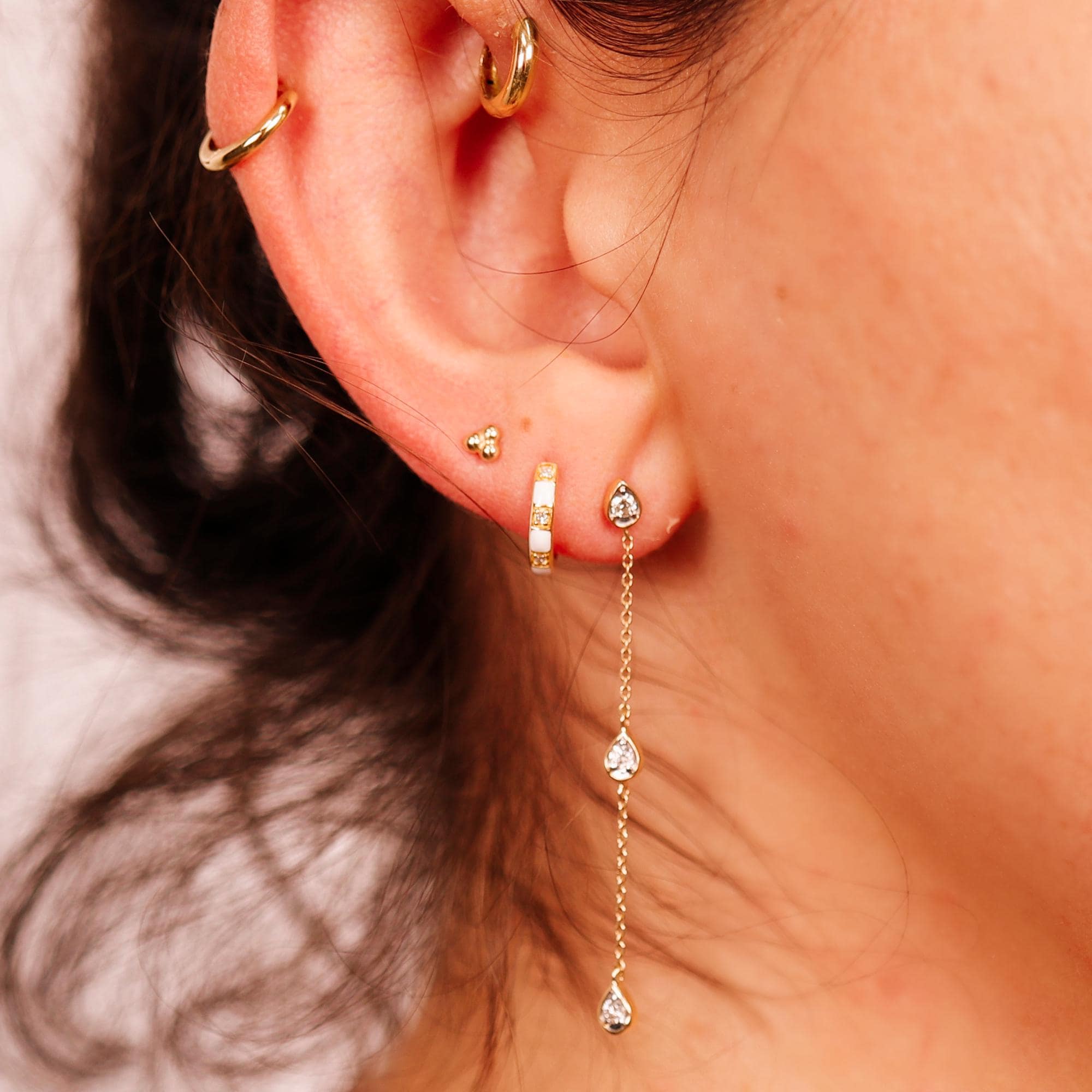 Trinity Internally Threaded Flat Back Earrings 14k Solid Gold - Melt'm Jewelry