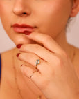 East West Aquamarine Ring 14k Solid Gold - Melt'm Jewelry