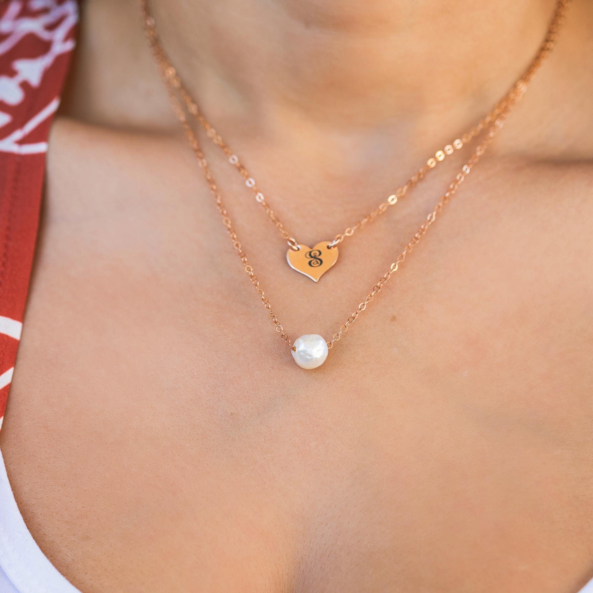 Rose Gold Personalized Engraved Heart Necklace - Melt'm Jewelry