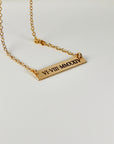 Roman Numeral Gold Bar Necklace, Engraving Custom Necklace, Gift for Daughter, Custom Coordinates Bar Necklace