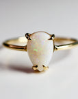 Pear Cut Australian Opal Engagement Ring 14k Solid Gold