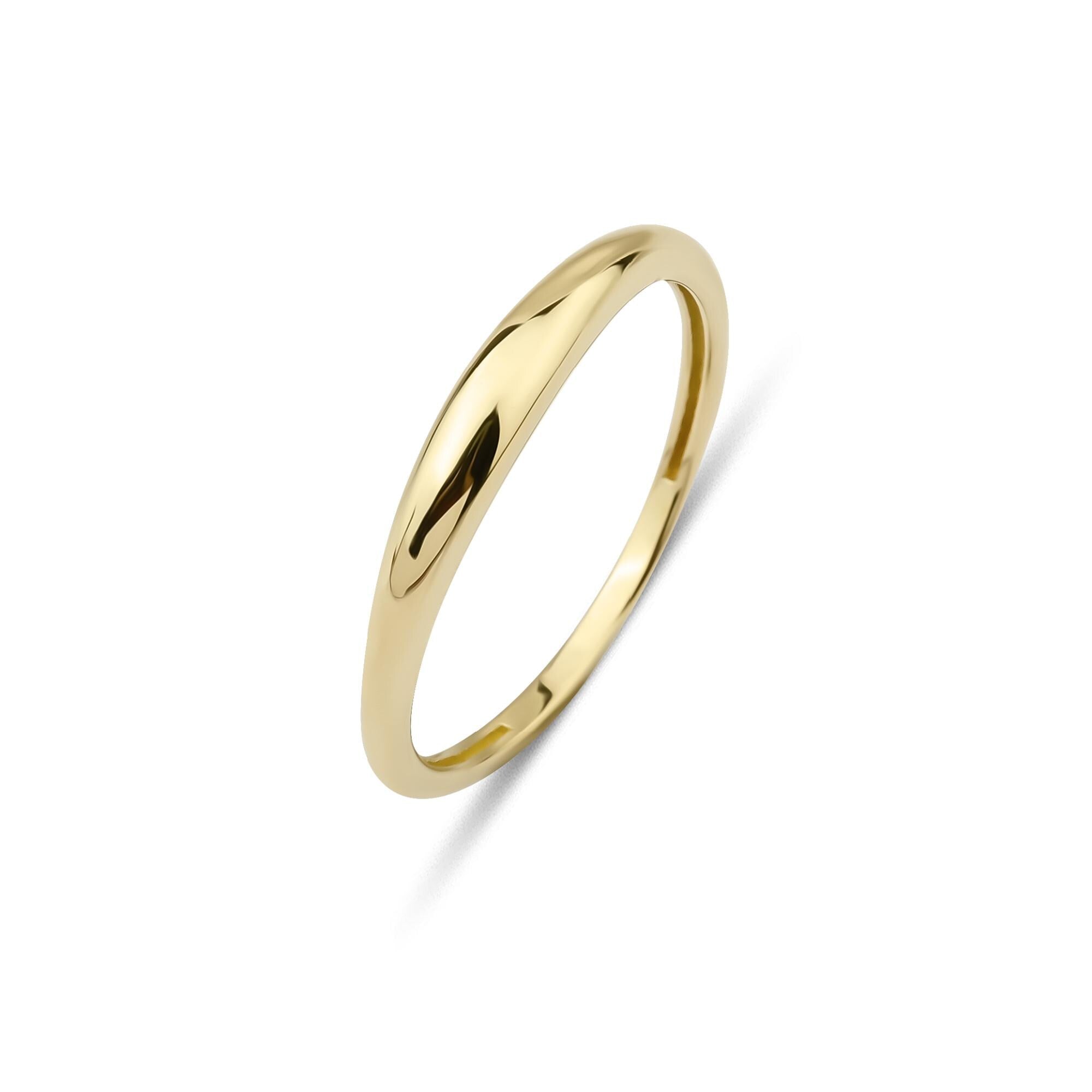 Thin Dome Ring 14k Solid Gold, Plain Gold Band, Stackable Plain Gold Ring, Minimalist Gold Ring, Gift for Her