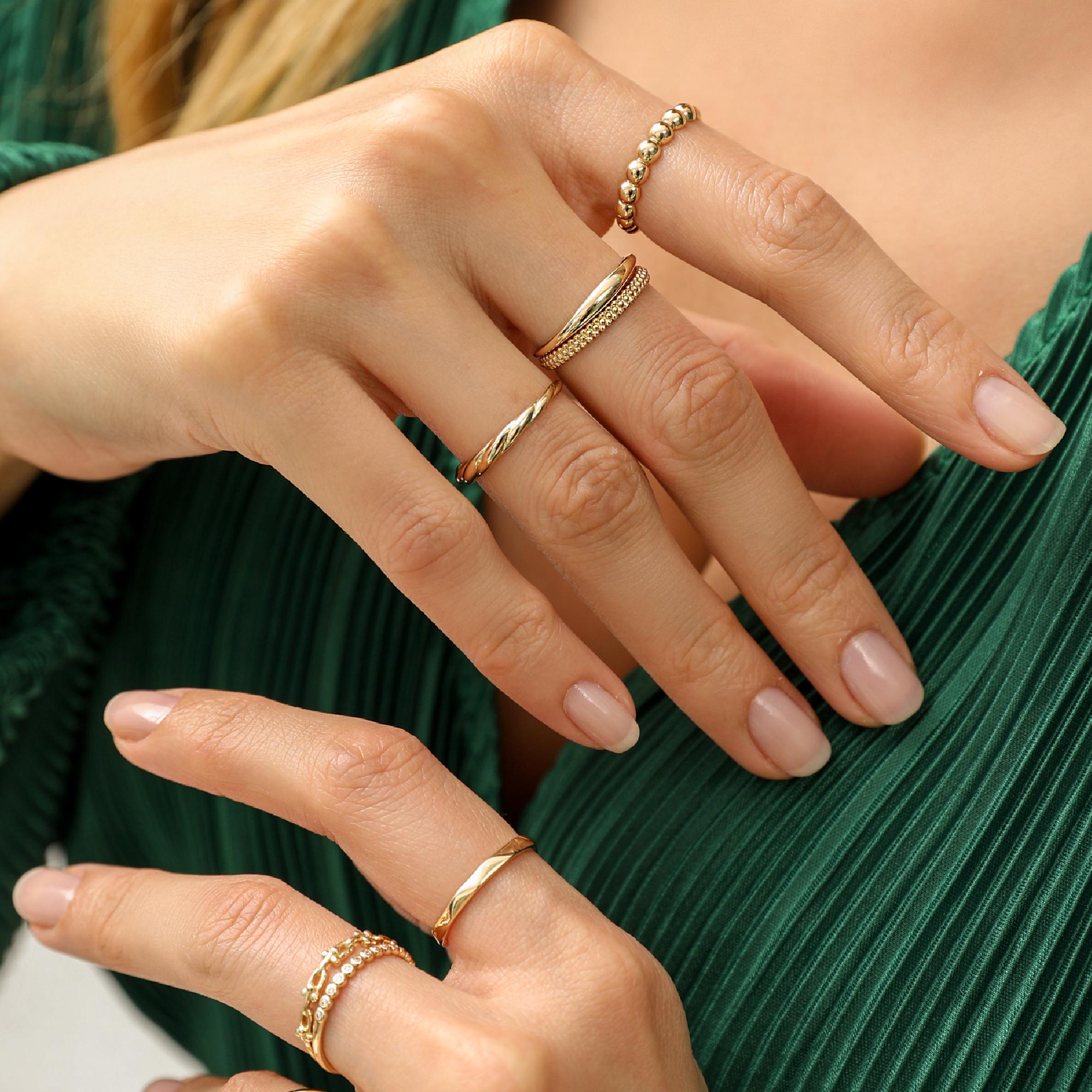 Thin Dome Ring 14k Solid Gold, Plain Gold Band, Stackable Plain Gold Ring, Minimalist Gold Ring, Gift for Her