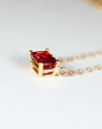 Emerald Cut Pink Tourmaline Necklace 14k Gold, Tourmaline Pendant, 14k Solid Gold Chain, Emerald Cut Necklace