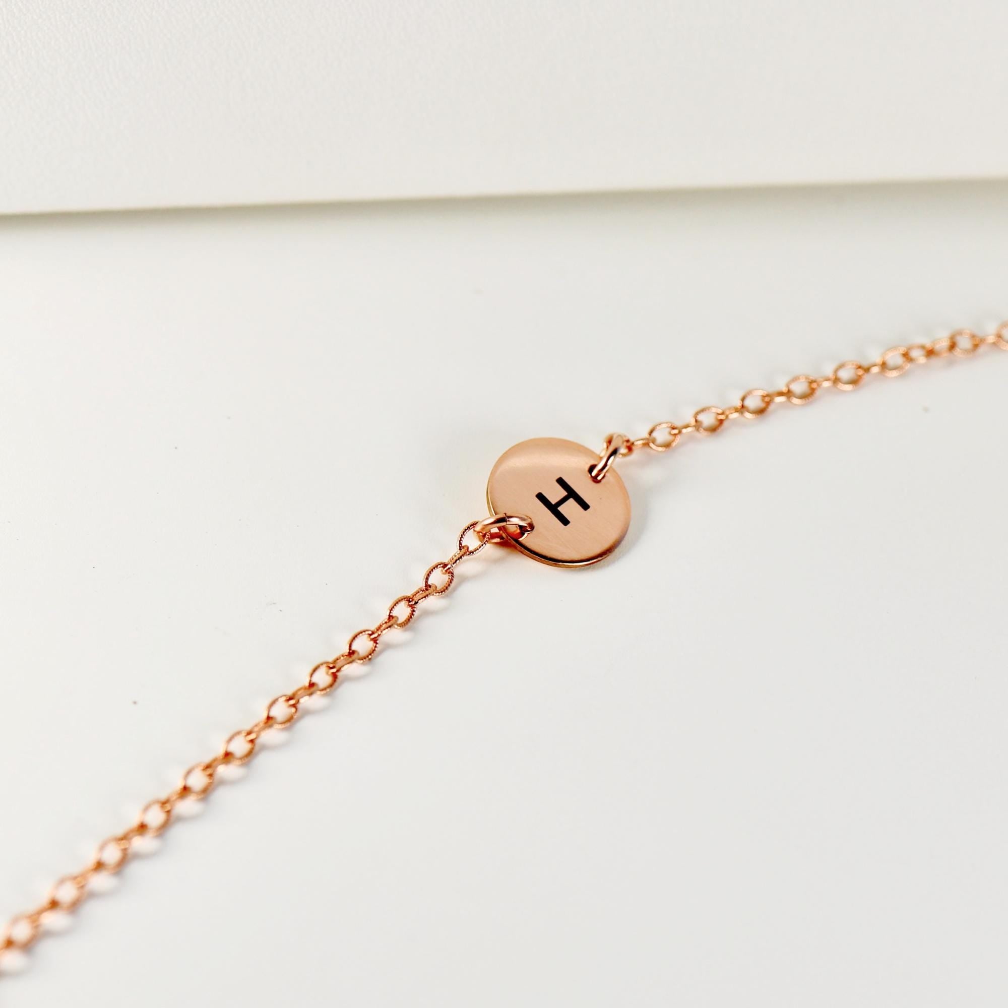 Personalized Initial Bracelet, Custom Engraved Disk Bracelet - Melt'm Jewelry
