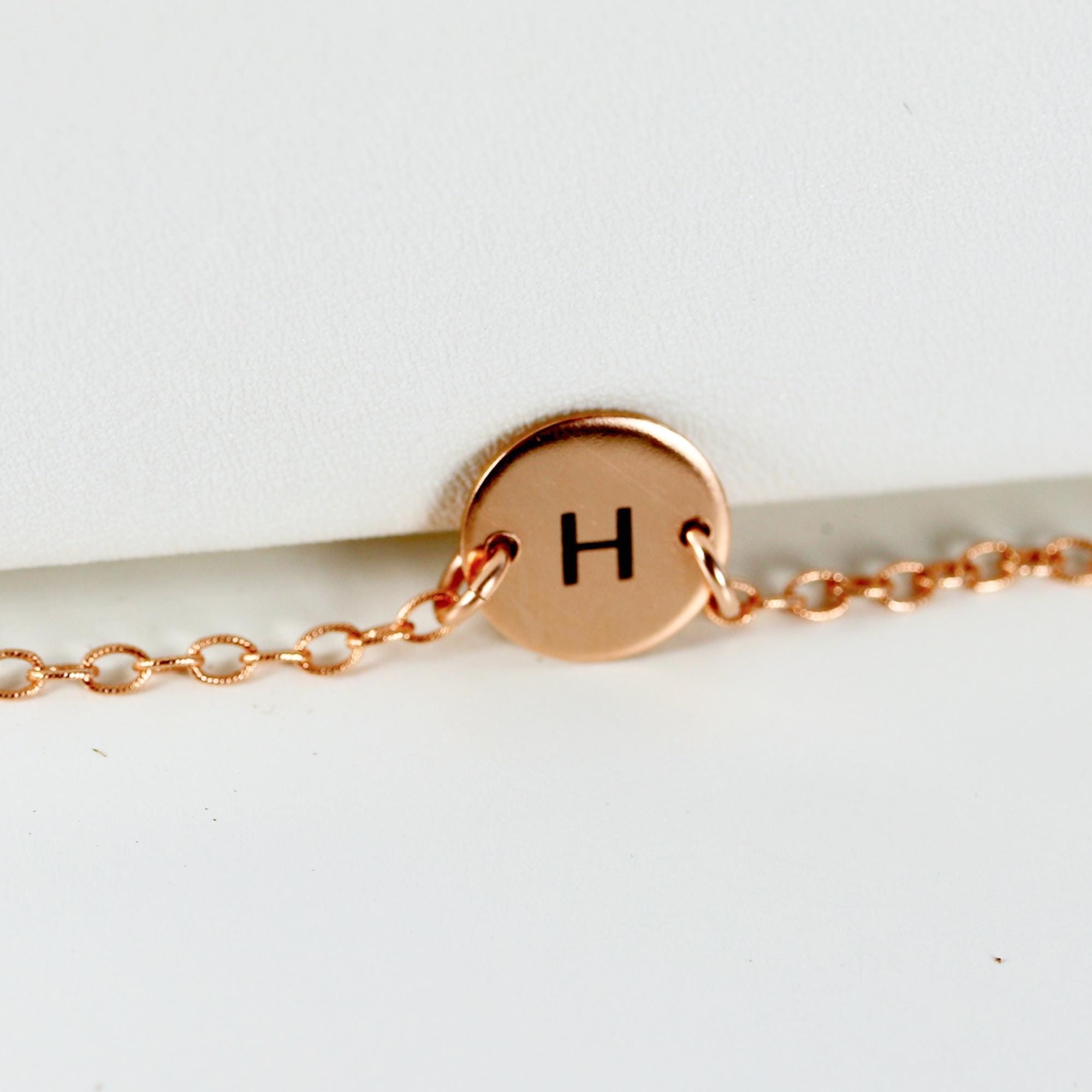 Personalized Initial Bracelet, Custom Engraved Disk Bracelet - Melt'm Jewelry