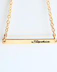 Engraved Skinny Gold Bar Necklace in Gold Filled or Sterling Silver - Melt'm Jewelry