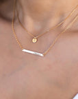 Engraved Skinny Gold Bar Necklace - Sterling Silver Personalized