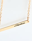 Personalized Gift, Custom Engraved Skinny Gold Bar Necklace, Name Plate Engraving Necklace, Christmas Gift, Engrave Horizontal Bar Necklace