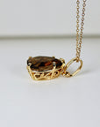 Pear Cut Smokey Quartz Necklace 14k Solid Gold