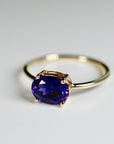 Amethyst Engagement Ring 14k Gold, Anniversary Gift, East West Oval Amethyst Ring, Handmade Solitaire Ring, Statement Jewelry