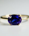 East West Oval Amethyst Engagement Ring 14k Gold - Melt'm Jewelry