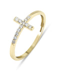 14k Solid Gold Cross Ring, Diamond Cross Ring