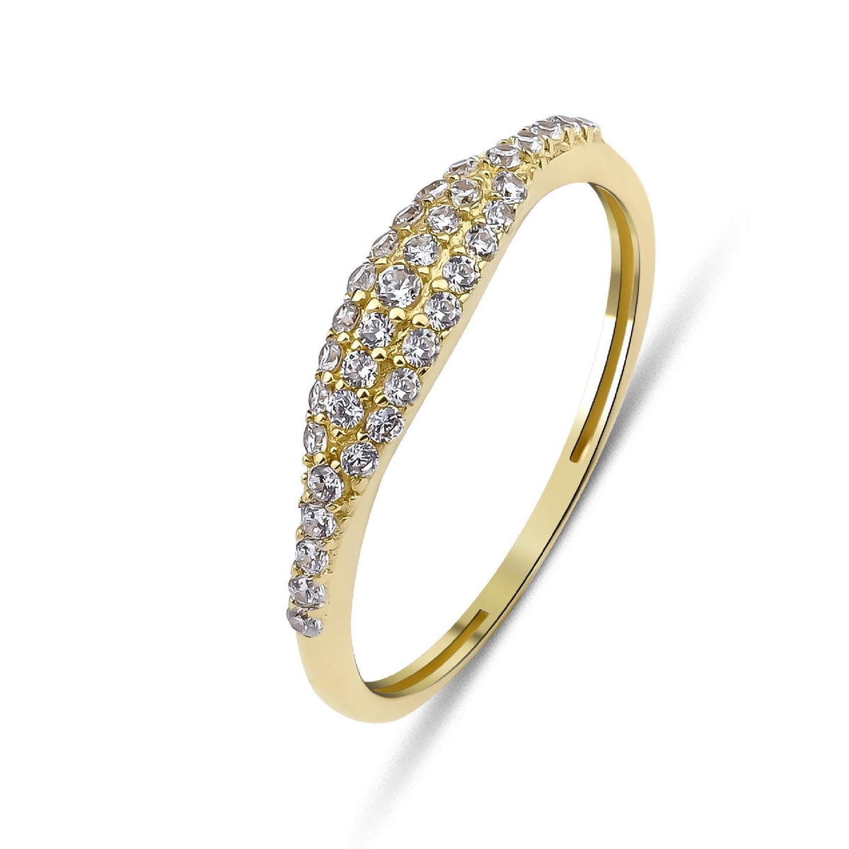14k Gold Micro Pave Signet Ring, CZ Stacking Ring - Melt'm Jewelry