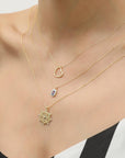 Star Medallion Necklace 14k Gold, Celestial Coin Pendant For Women