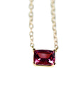 Emerald Cut Pink Tourmaline Necklace 14k Gold, Tourmaline Pendant, 14k Solid Gold Chain, Emerald Cut Necklace