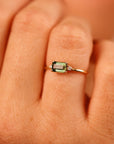 Diamond & Green Tourmaline Engagement Ring 14k Gold