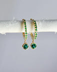 Emerald Hoop Earrings 14k Gold, Dangle Emerald Hoop Earrings, Green Emerald Earrings, Emerald Dangle Hoops, May Birthstone Jewelry Gift