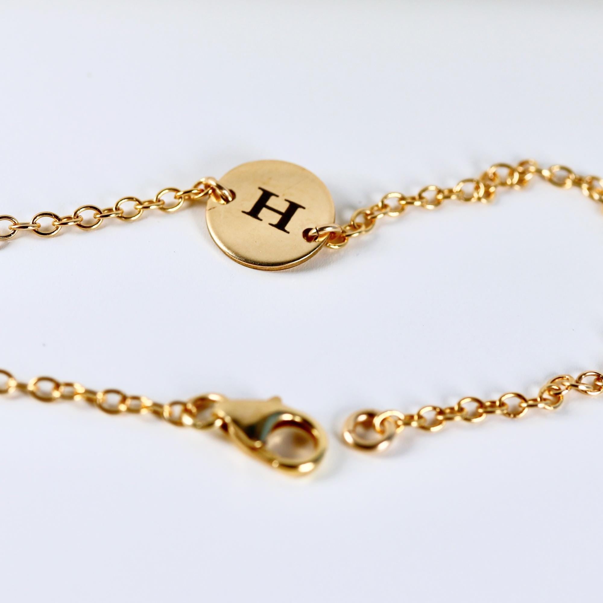 Personalized Initial Bracelet, Custom Engraved Disk Bracelet - Melt'm Jewelry