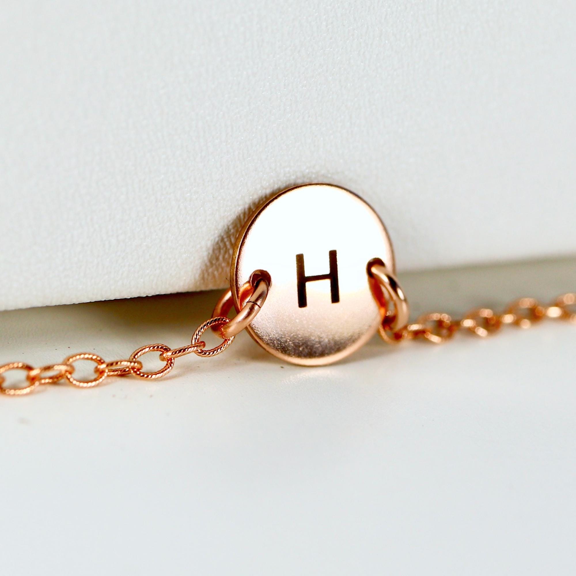 Personalized Initial Bracelet, Custom Engraved Disk Bracelet - Melt'm Jewelry