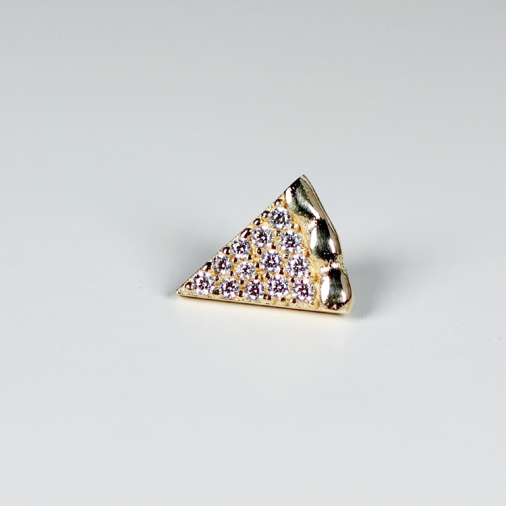 CZ Diamond Pizza Slice Flat Back Earrings 14k Solid Gold 8mm (SINGLE or PAIR) - Melt'm Jewelry