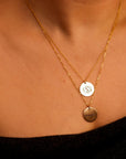 Actual Handwriting Disk Necklace, Kids Name Gold Pendant