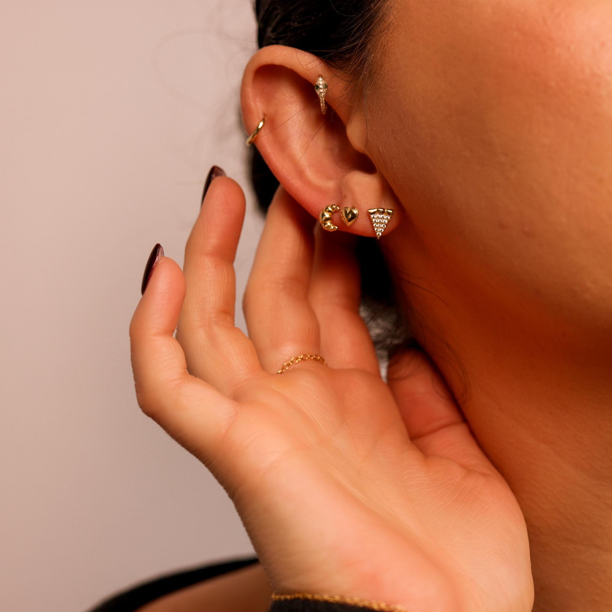 Croissant Flat Back Earrings 14k Solid Gold - Melt'm Jewelry